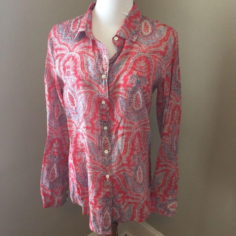 J Crew Perfect Shirt Silk Cotton Blend Raj Paisley